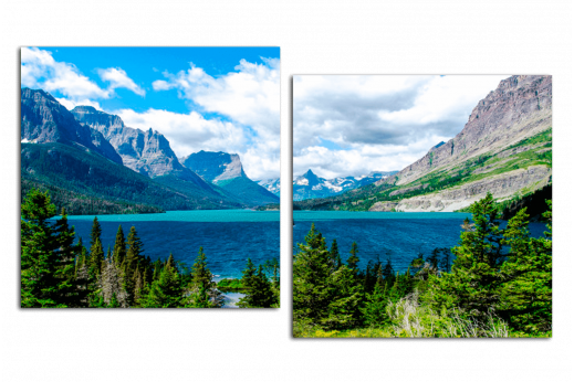 Картина из 2 частей Горное озеро Картина из 2 частей Горное озеро